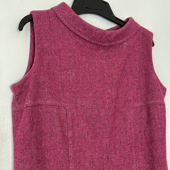 Vintage 1960s Beeline magenta mod sleeveless wool mini dress 14 women’s - Picture 4 of 9